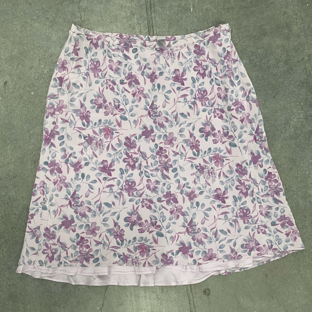 Purple Floral Silk Mini Slip Skirt 6 Small Dainty Fairycore Ethereal Whimsical